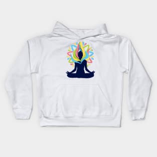 meditation yoga pose colorful Kids Hoodie